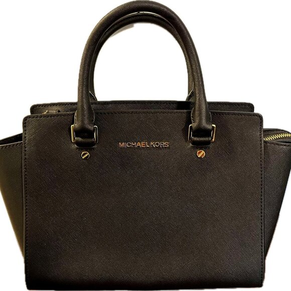 Micheal Koors Black Saffiano Leather Satchel - Picture 1 of 5